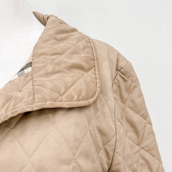 Burberry Quilted Coat Winter Down Finsbridge Plaid Jacket Check Cream M - Picture 11 of 16